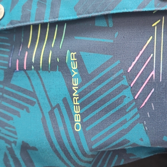 Obermeyer Teen Gage Radio Wave Patterned Hooded Ski/Snowboard Jacket Sz Teen XL - Picture 3 of 13